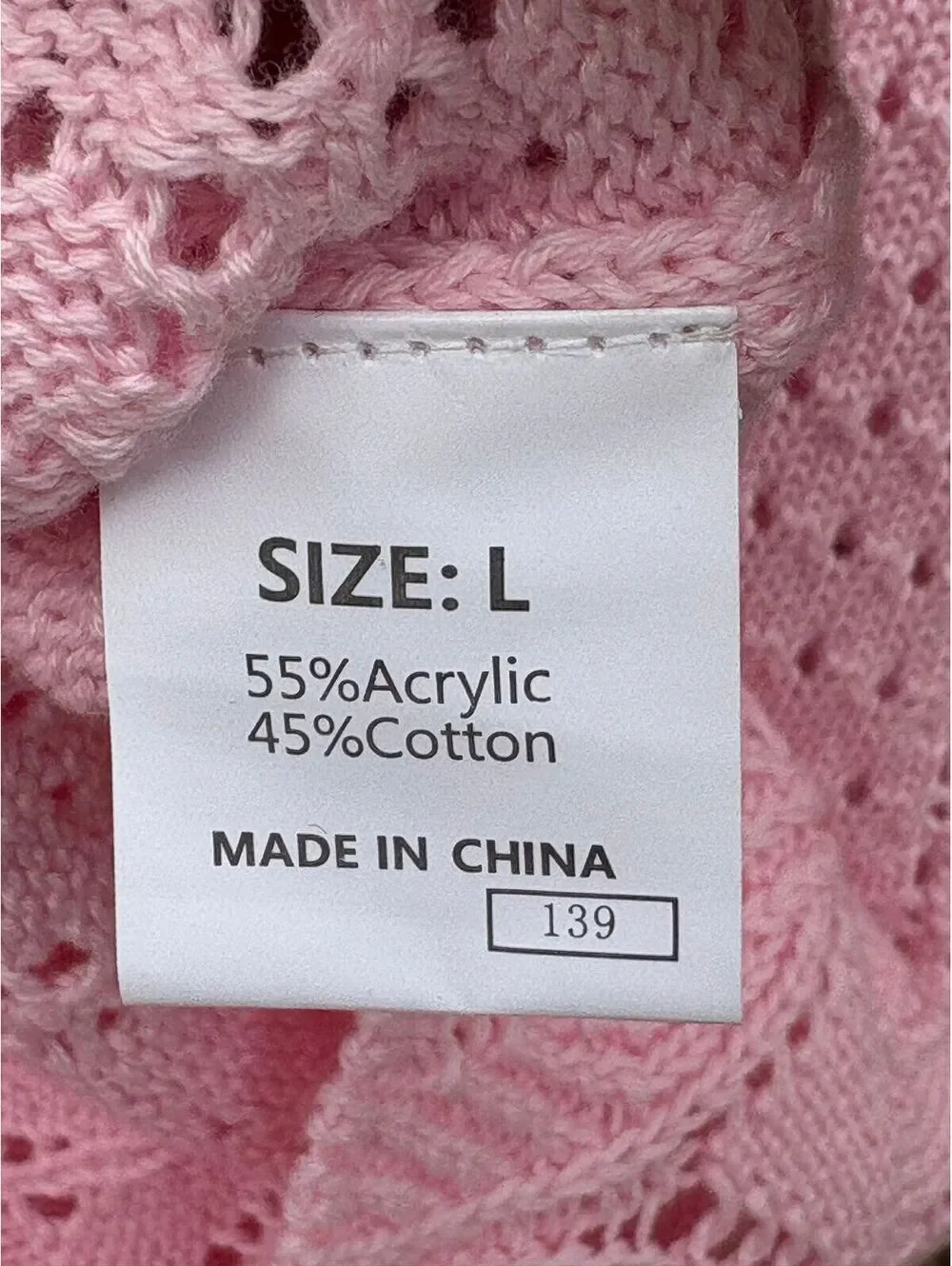 #143 NWT DOKOTOO pink sweater with lace Size L - Picture 3 of 3